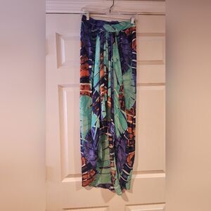 Abbeline colorful tropical high low maxi skirt size S
